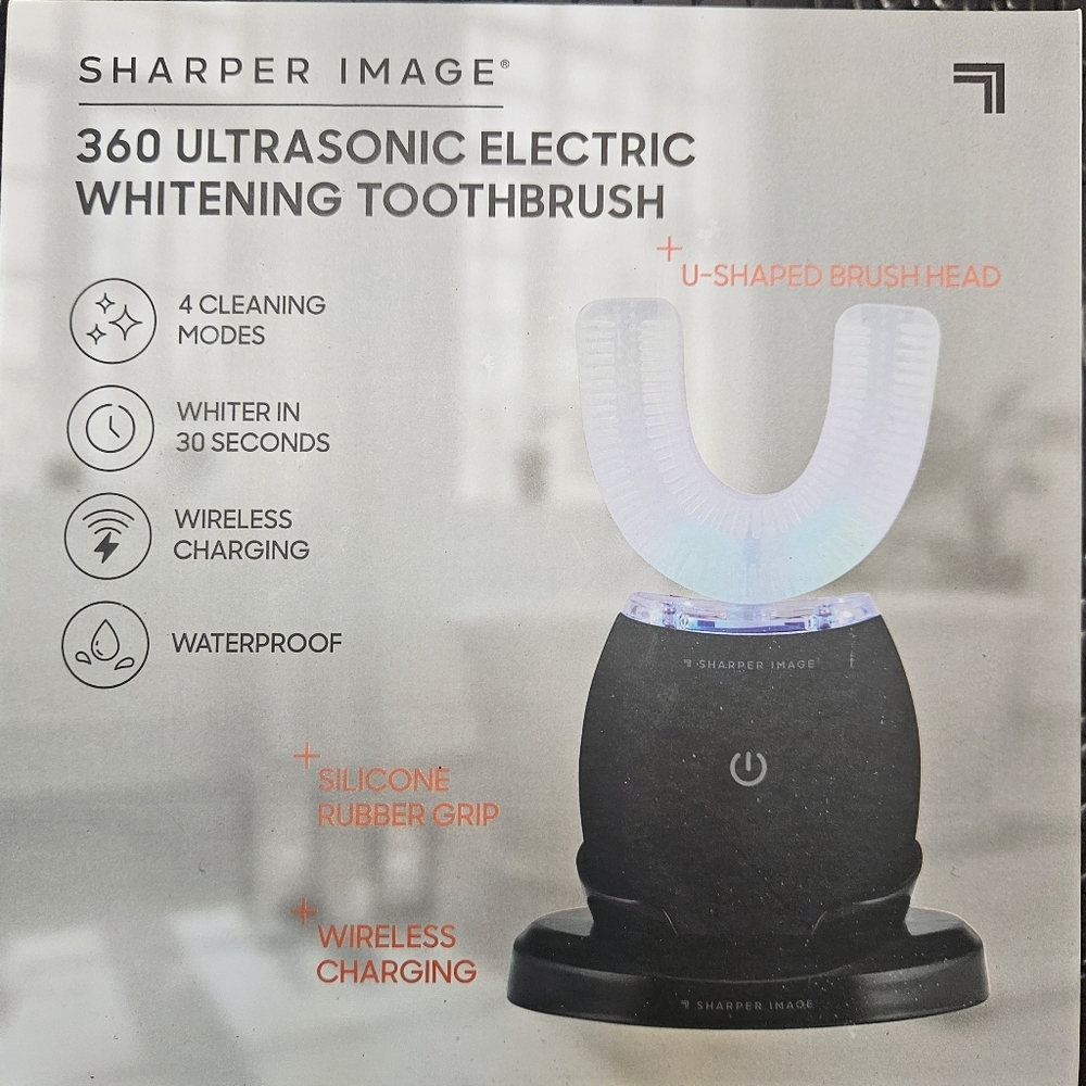 Sharper Image 360 Ultrasonic Electric Whitening Toothbrush - Black and White
